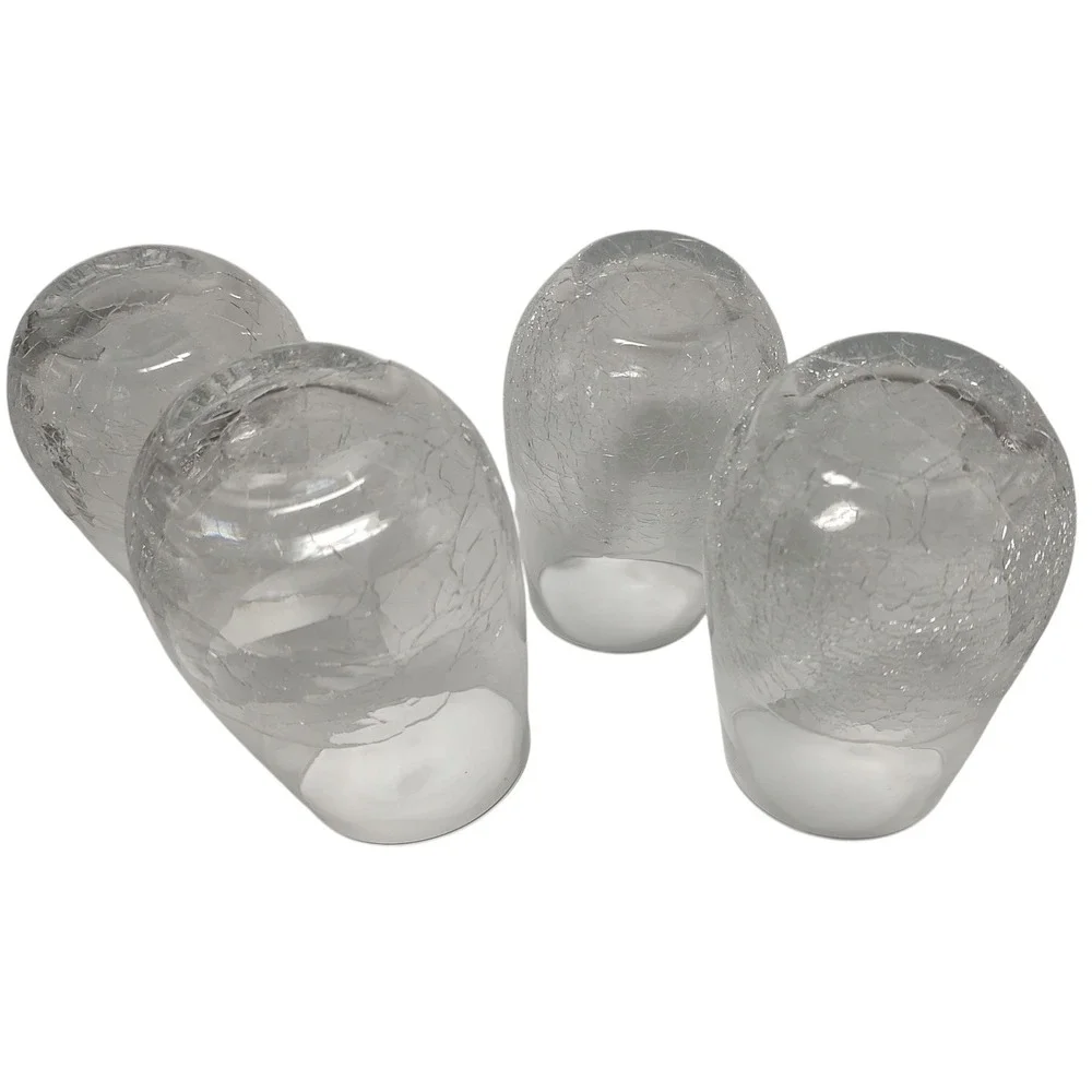 Pier‎ 1 Crackle Glass Tumblers Angled Slant Rim Highball Six Inches Set of Four